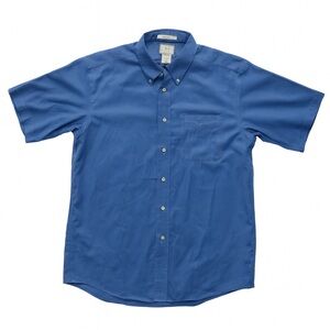 L.L. Bean Shirt Men’s M Solid Blue Traditional Fit Wrinkle Free Short Sleeve